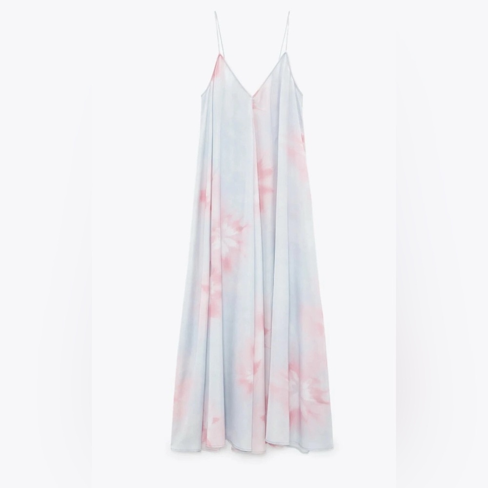 Zara Pastel Tie Dye Maxi Dress Vacation Size Medium - Picture 4 of 16